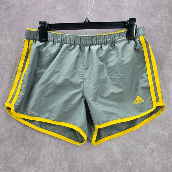 Adidas Gray Yellow Running Athletic Active Climalite Pants Shorts Small - Picture 1 of 5